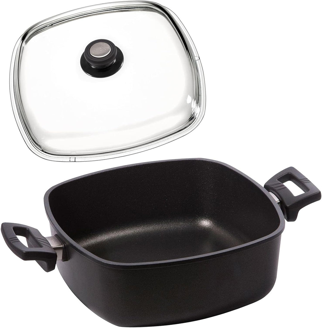 Eurolux Guss-Kasserolle 28x28 cm Induktion Set mit Deckel - 10 cm hohe quadratische Bratenkasserolle