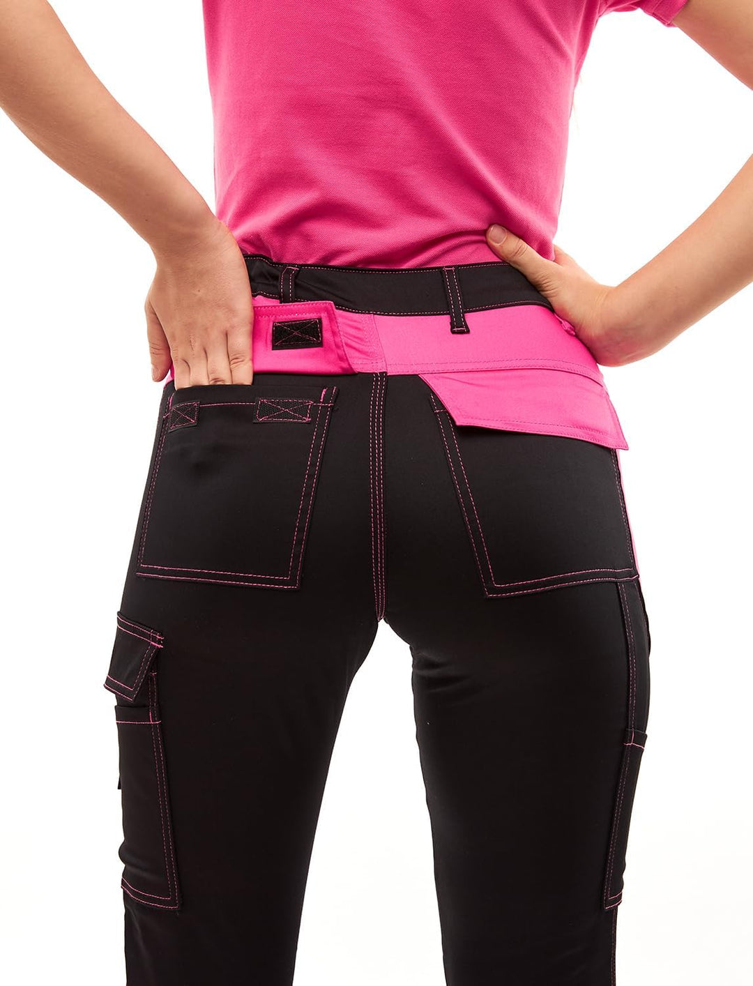 strongAnt Damen Arbeitshose komplett Stretch für Frauen Bundhose mit Kniepolstertaschen Schwarz Grau