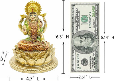 Hindu-Göttin Laxmi Lotus-Skulptur - Indischer Gott Lord Lakshmi Puja Statue - Indien Murti Idol Figu