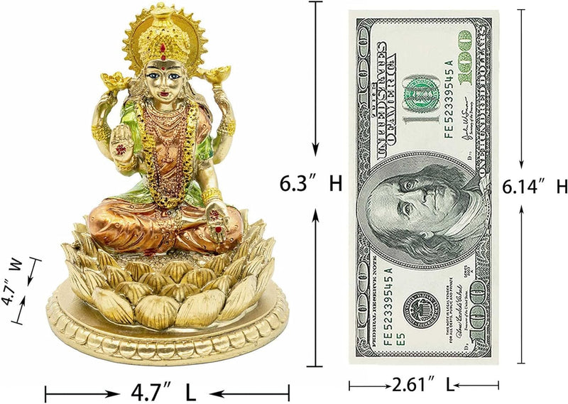 Hindu-Göttin Laxmi Lotus-Skulptur - Indischer Gott Lord Lakshmi Puja Statue - Indien Murti Idol Figu