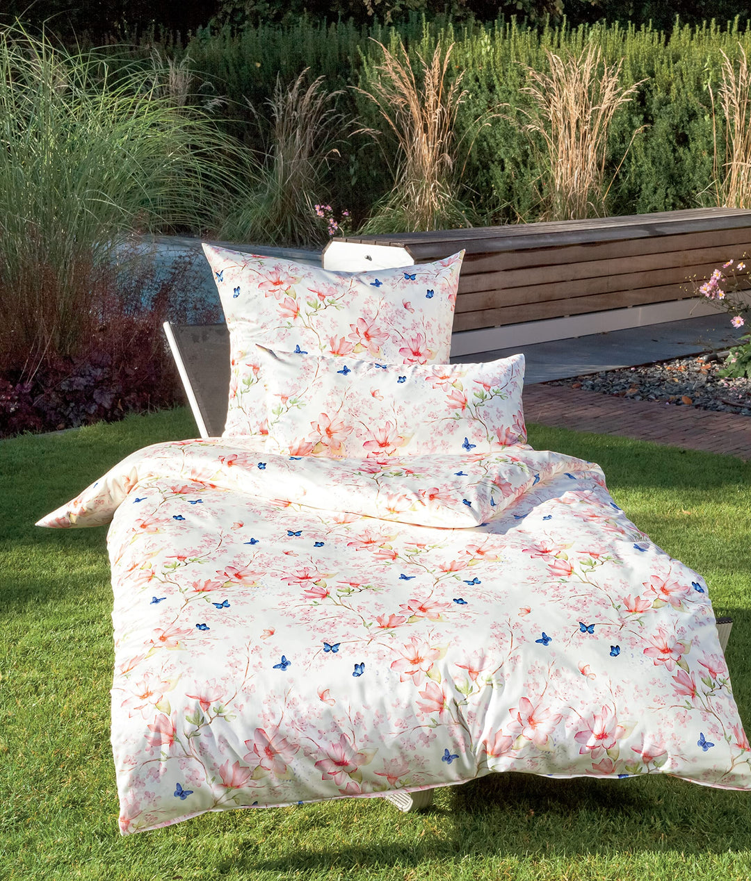 Janine Mako-Satin Bettwäsche Milano 155x220 cm + 80x80 cm korallrosé, 155x220 cm + 80x80 cm