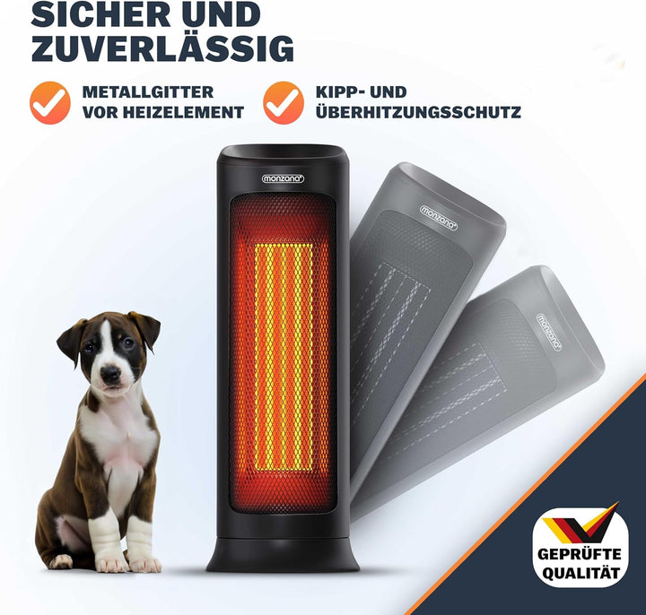 Monzana® Keramik Heizlüfter 2000W 4 Betriebsmodi 15-40°C Energiesparend 120° Oszillation Timer Leise
