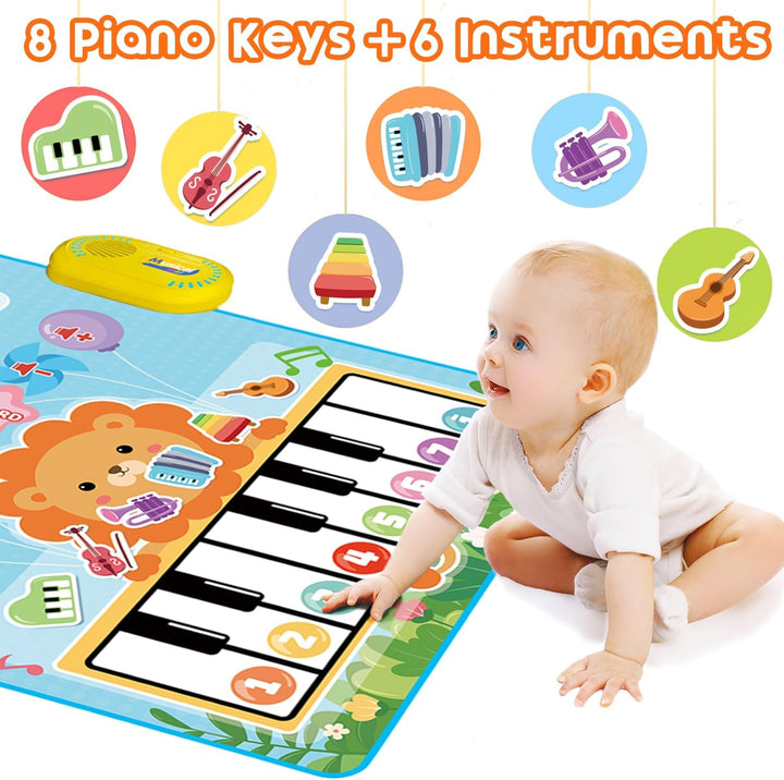 Lobyoh Baby Spielzeug 1 Jähr, 2-in-1-Musikmatte Piano Matte für Kleinkinder, Trommelspielzeug, Pädag
