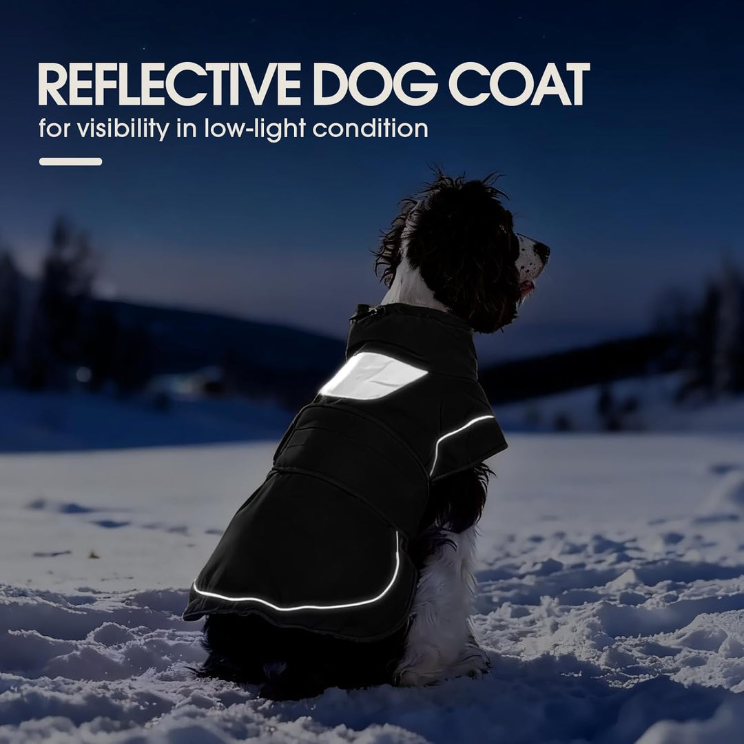 Kuoser Hundemantel Hundejacke, Warme wasserdichte Hundejacke mit Reflektierendem Design, Kordelzug a