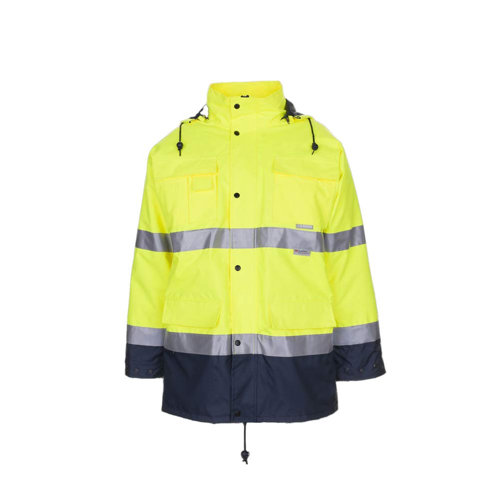 Planam Grösse L Herren Warn-/Wetterschutz Parka 2-farbig gelb marine Modell 2057 L Gelb, Marine, L G