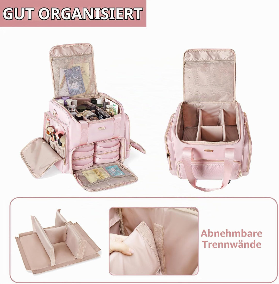 Rollbare Make-up Tasche mit 4 Einzelnen Koffern, professioneller Makeup Koffer mit Rollen Reisetasch