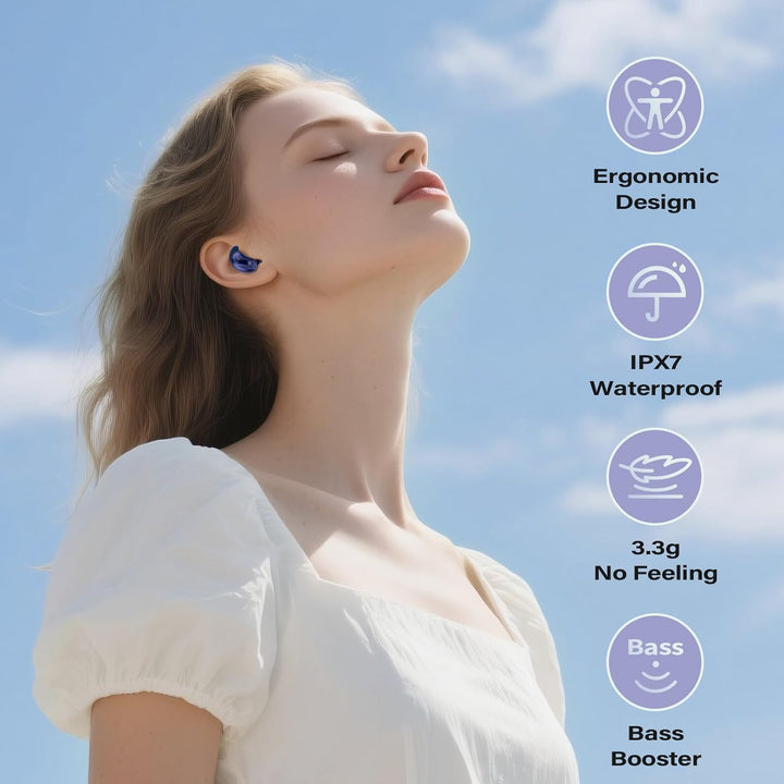 Bluetooth Kopfhörer, Schlafkopfhörer, In-Ear Kopfhörer Kabellos Bluetooth 5.4, Hi-Fi Sound mit ANC+E