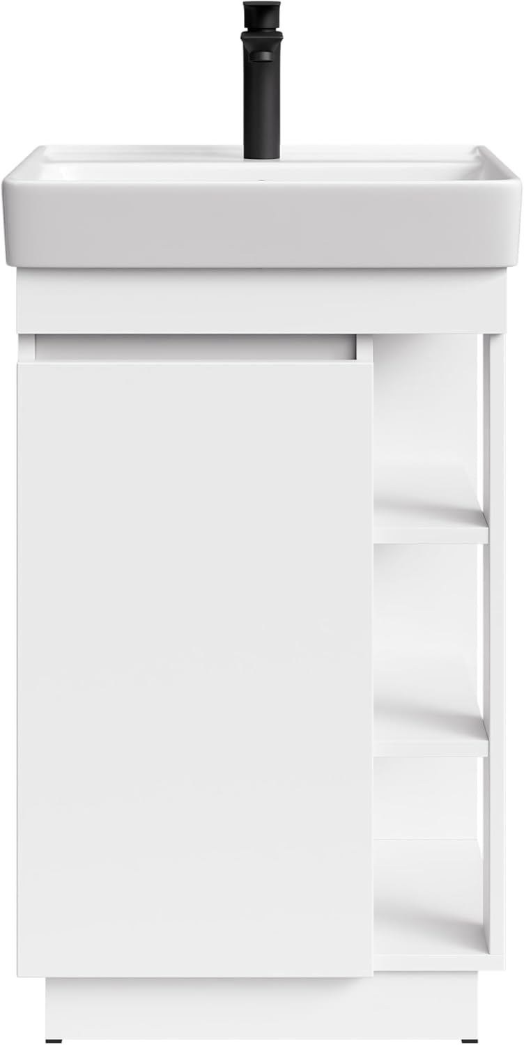 Planetmöbel Nyx Badmöbel Set 3-teilig Waschtisch mit Unterschrank 50 x 85,9 x 42 cm weiss, inkl. Bad