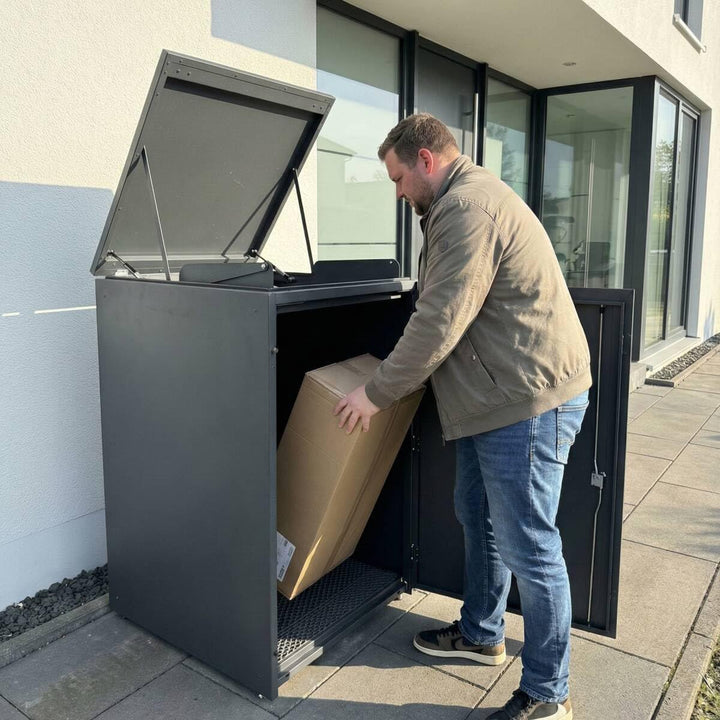 Metzler Paketbox XXL Ben, Aluminium, Anthrazit RAL 7016, mit Top-Einwurf und automatischer Falltür,