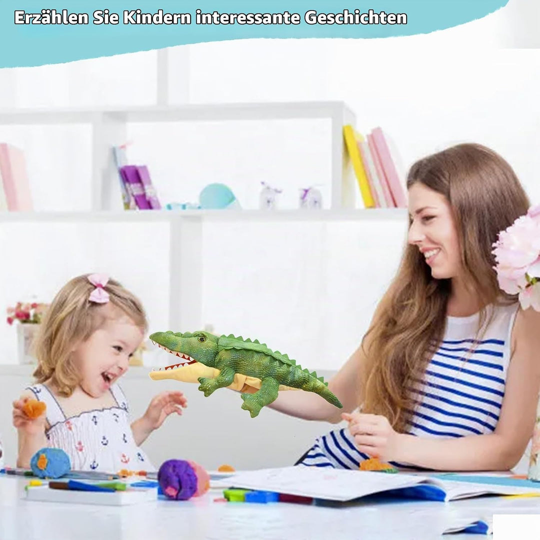 lilizzhoumax Krokodil Handpuppe Kuscheltier – Plüsch-Kasperlepuppe mit beweglichem Maul, Lustiges St