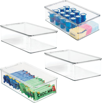 mDesign 4er-Set Kühlschrankbox – Kühlschrank Vorratsdose mit Deckel – lebensmittelechte Aufbewahrung