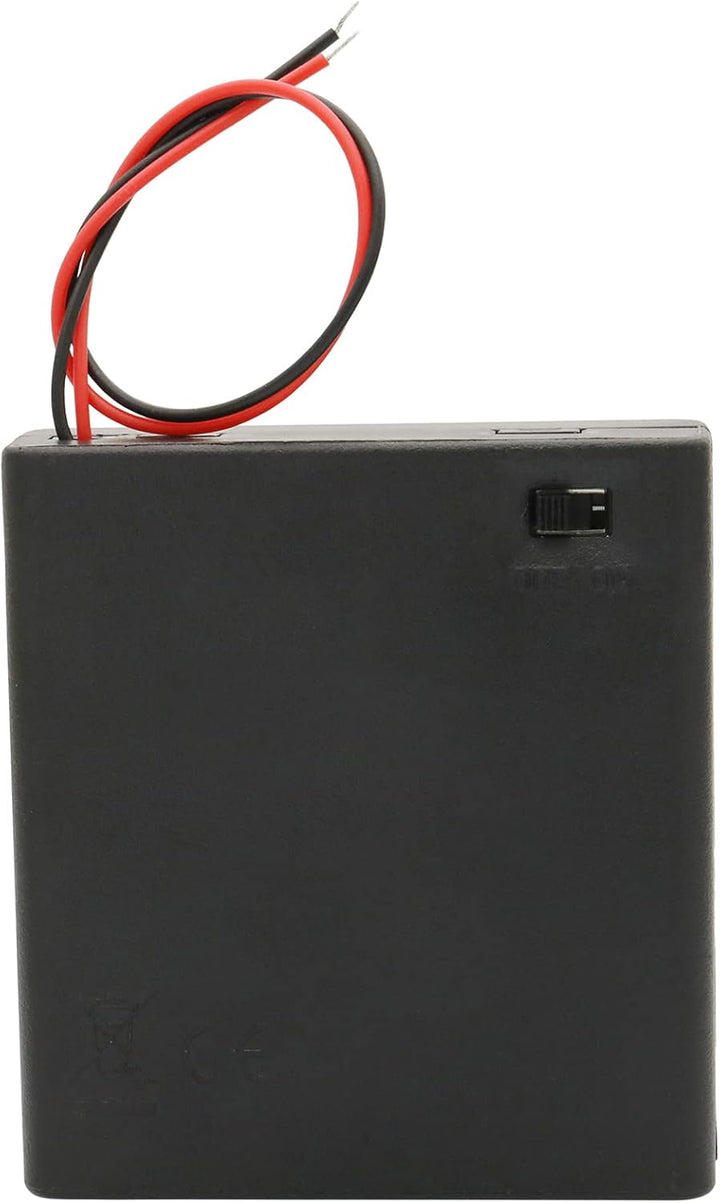 6 V AA-Batteriehalter, 4 x 1,5 V AA-Batteriehalter mit Kabelleitungen und An-/Aus-Schalter (4 Stück)