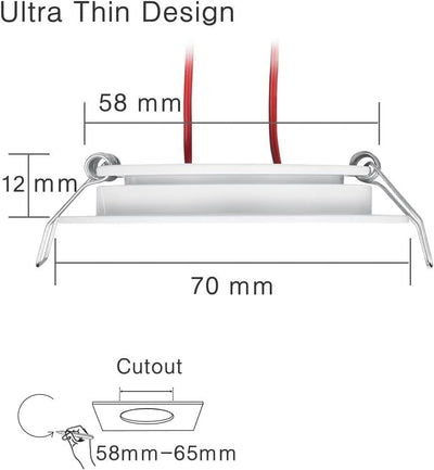 acegoo 12V Einbaustrahler LED Flach 4 Stück Einbauspots Kaltes Weiss 3W Spots Dimmbar Downlights Ein