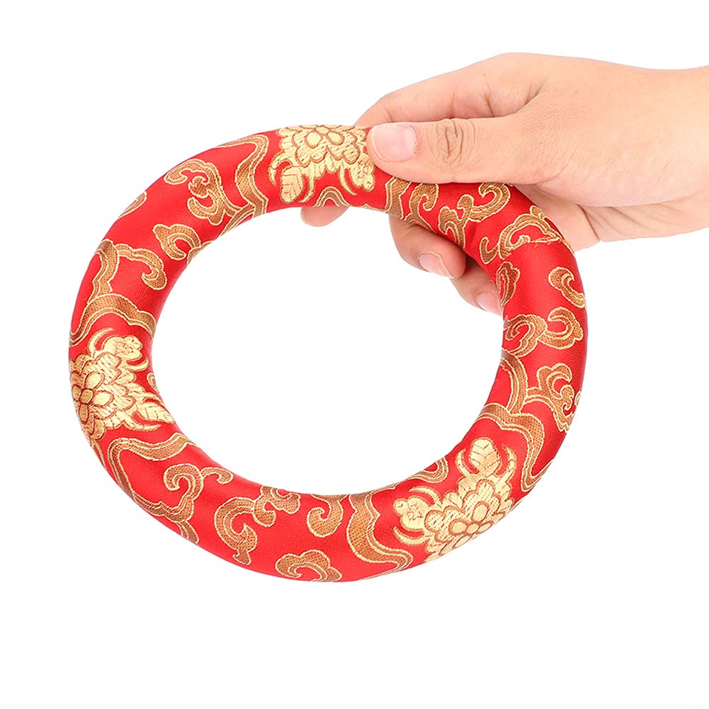 Klangschalenkissen, 18cm Round Meditation Klangschale Ringkissen Rundes Kissen aus Seidenbrokat, Rin