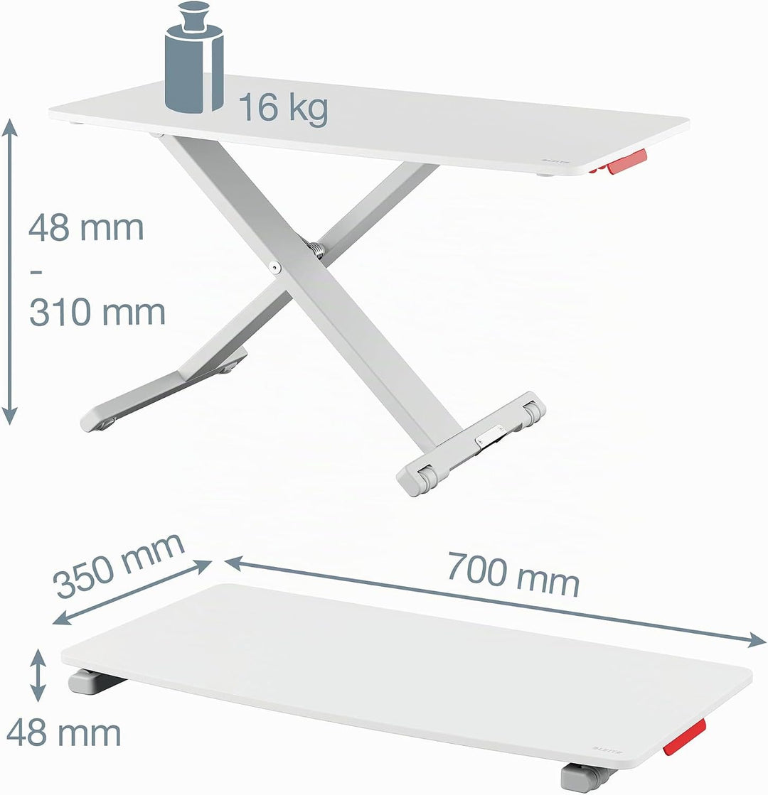 Leitz Schreibtisch-Aufsatz, Kompakter, Höhenverstellbarer Aufsatz für Laptops, TÜV- & IGR-zertifizie