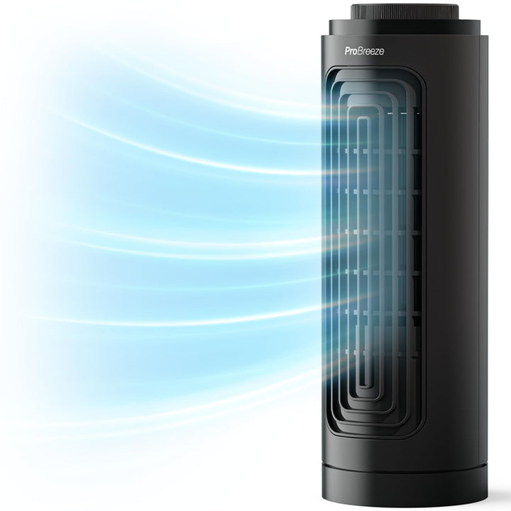 Pro Breeze Mini Tischventilator mit 3 Lüftungsstufen und automatischer 70° Oszillation - Kleiner Tur
