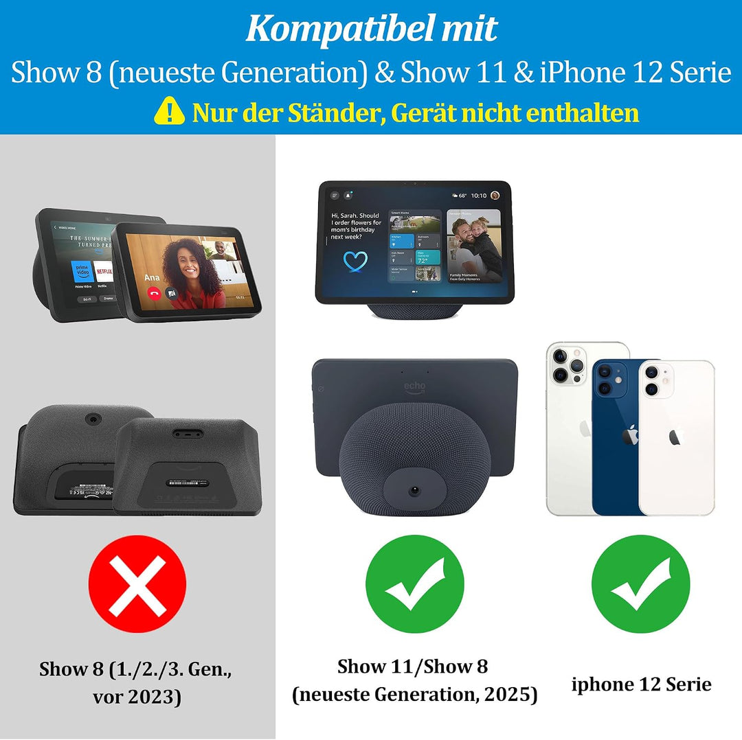 PlusAcc Ständer für Show 11/8 (neueste Gen.) – Verstellbarer Tischhalter mit Neigungsfunktion und Ru