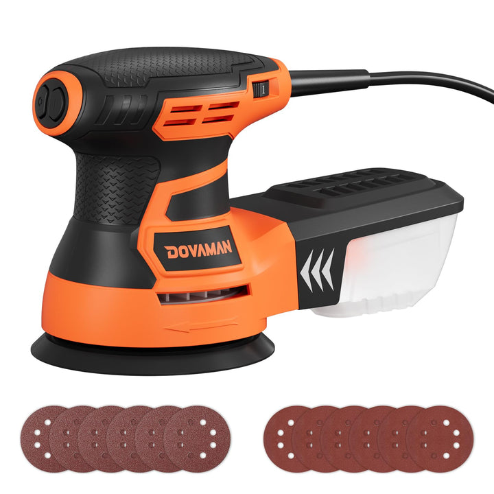 DOVAMAN ROS01A Exzenterschleifer 350W, 6-stufige Drehzahlregelung bis 13.000 U/min, 125mm Schleifmas