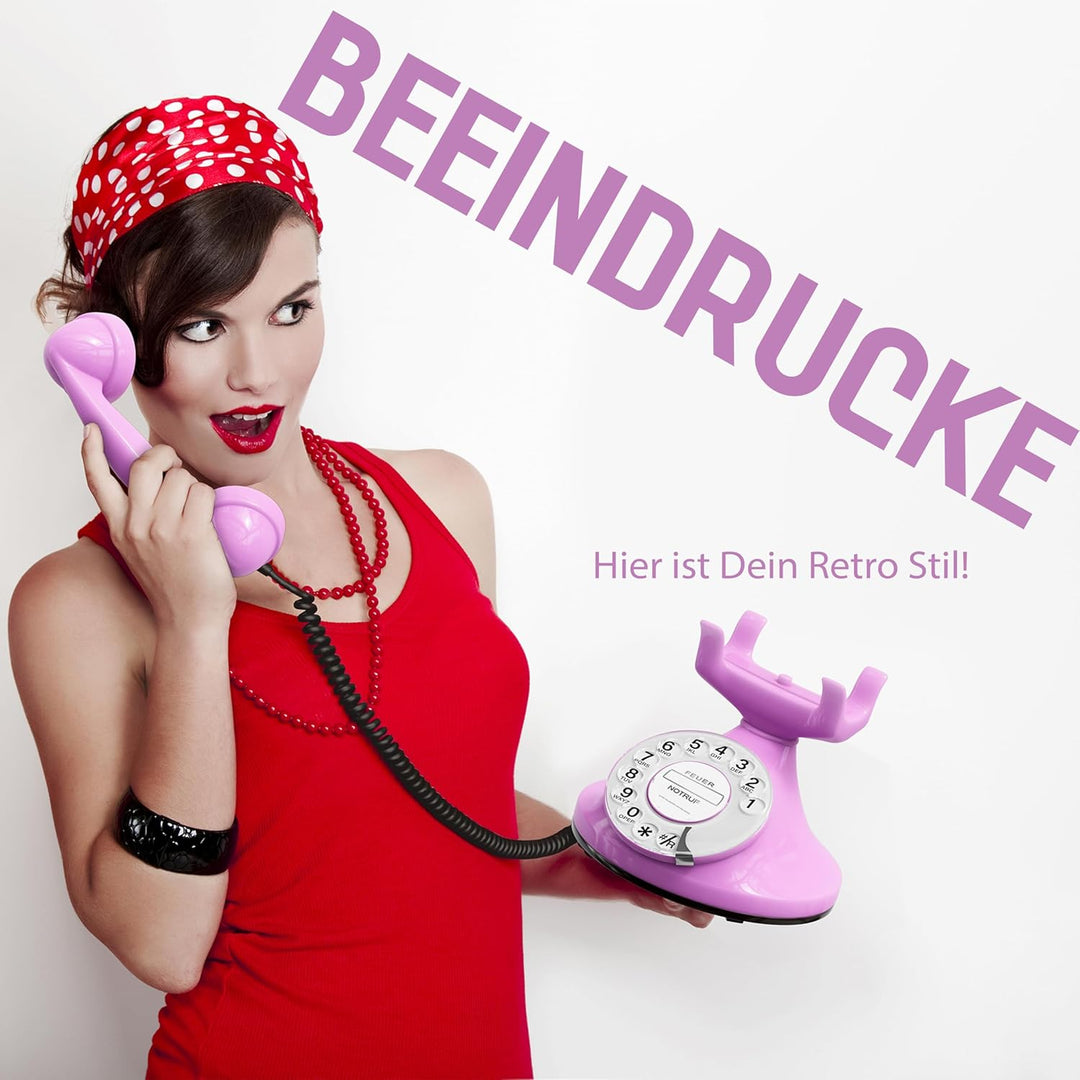 OPIS FunkyFon Cable: Retro Telefon mit Wählscheibe in geschwungenem 1920er Stil mit elektronischer K