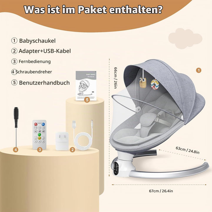 Kotsy Babywippe Elektrisch mit Anpassung der APP-Steuerung,Babyschaukel elektrisch mit 5 Natürlichen
