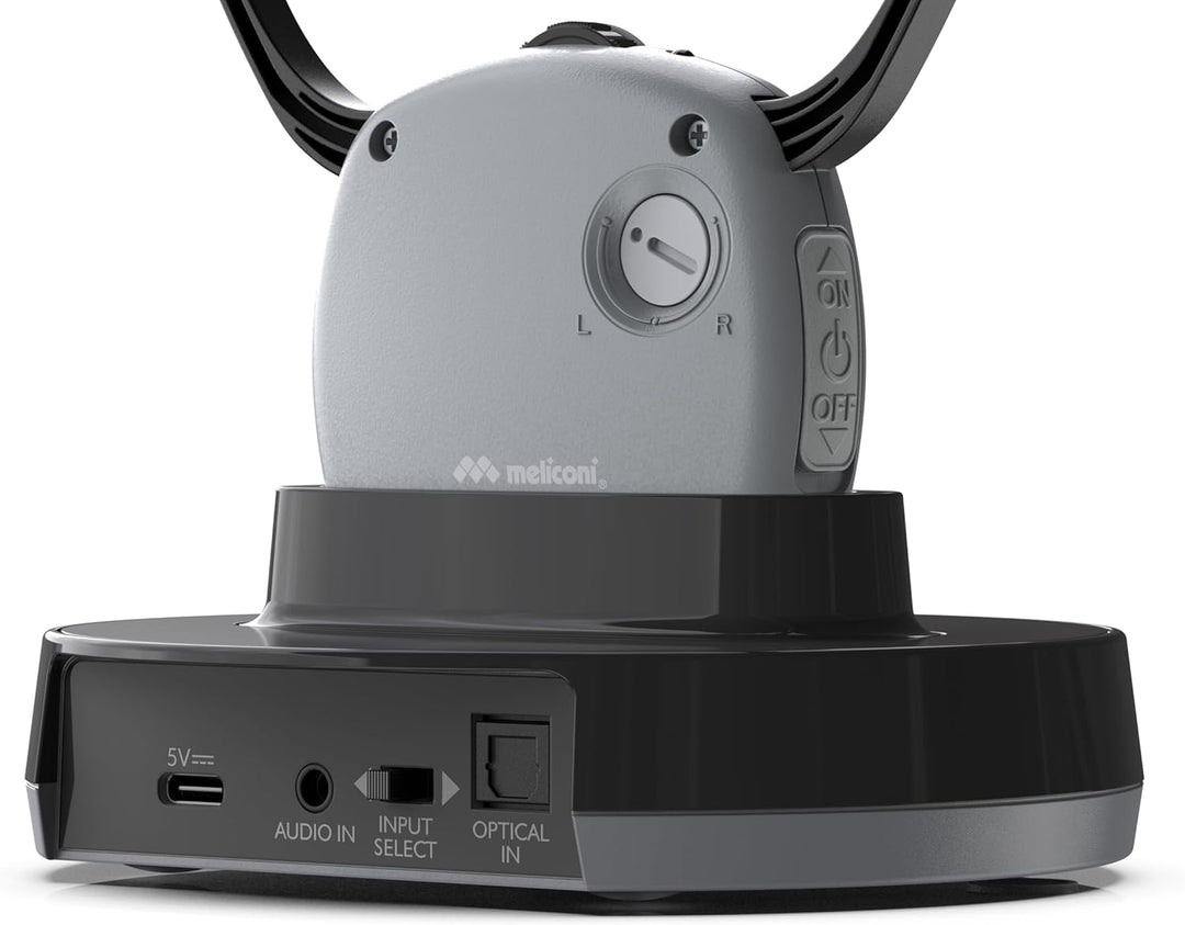 Meliconi TV-Kopfhörer Easy Audio kabellos, digital, Modell Steto mit optischem Eingang, Umgebungsmik