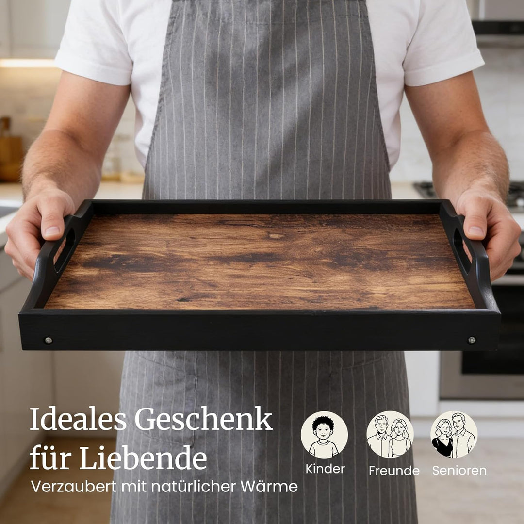 Fibogollo Holztablett mit klappbaren Beinen und Griff, Frühstückstablett, Serviertablett für Speisen