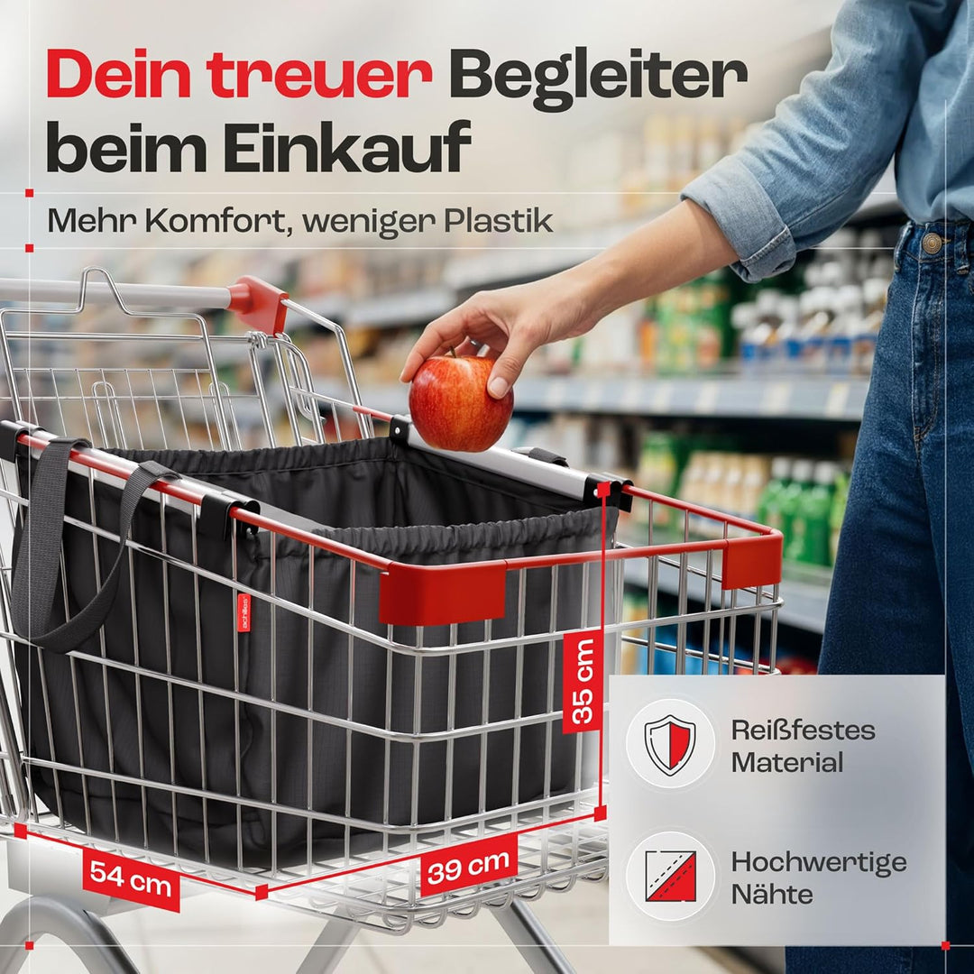 achilles Easy-Cooler Alu, Faltbare Einkaufswagentasche mit Kühlfach, Einkaufstasche passend für alle