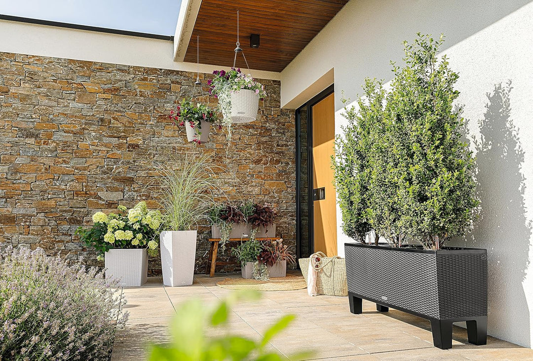 LECHUZA TRIO Cottage 30 granit 15003 Pflanzgefäss mit Erd-Bewässerungs-System 100x32,5x34,5 cm Grani