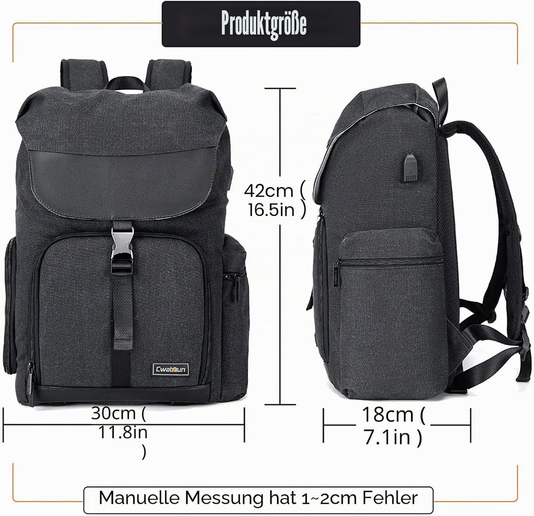 Cwatcun Kamerarucksack Tasche Canvas Professional für SLR DSLR spiegellose Kamera Canon Nikon Sony P