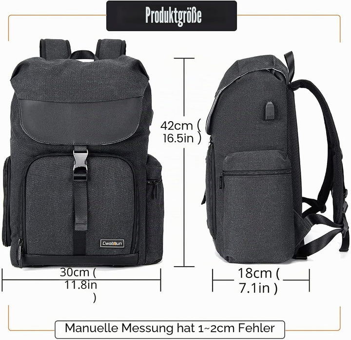 Cwatcun Kamerarucksack Tasche Canvas Professional für SLR DSLR spiegellose Kamera Canon Nikon Sony P