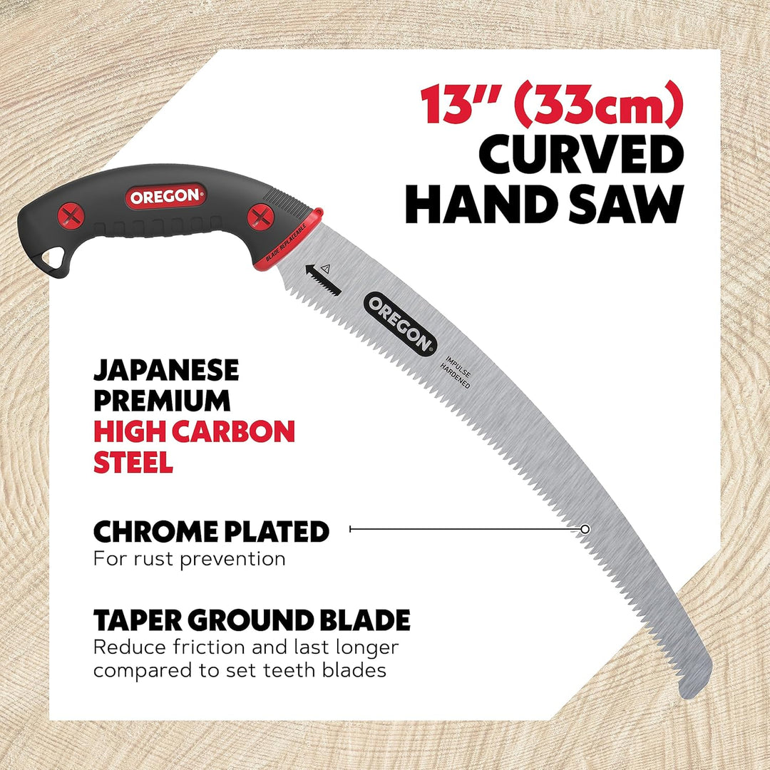 Oregon 13 Zoll Premium gebogene Handsäge aus Japanischem Karbonstahl, Rostfreies Forst-/Stutz-/Schni