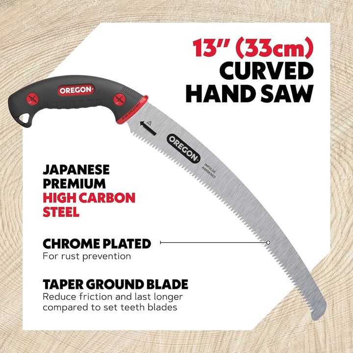 Oregon 13 Zoll Premium gebogene Handsäge aus Japanischem Karbonstahl, Rostfreies Forst-/Stutz-/Schni