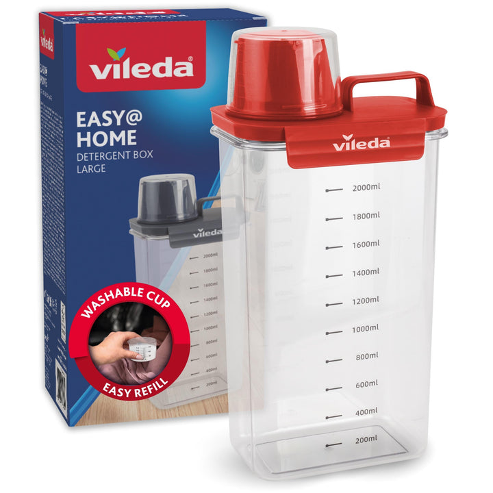 Vileda Waschmittelbox 2300 ml rot, luftdicht, mit Messbecher, 2300 ml Rot