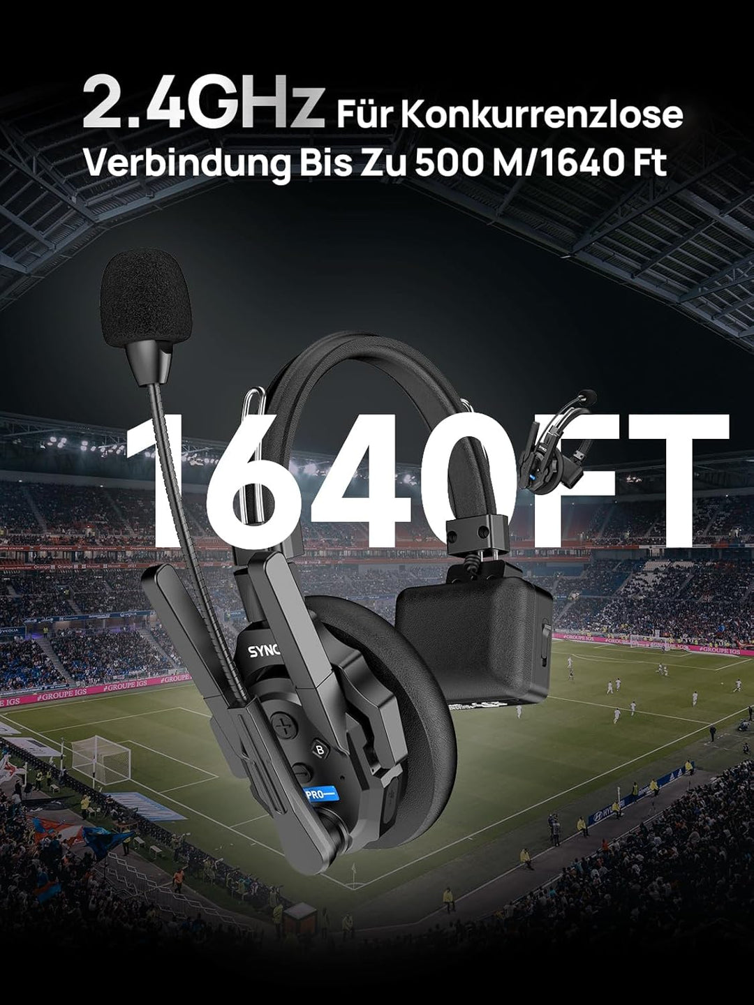 SYNCO XTALK XPRO5 Wireless Intercom Headset, 2,4GHz Vollduplex 24H Akkulaufzeit 500M Reichweite Echt