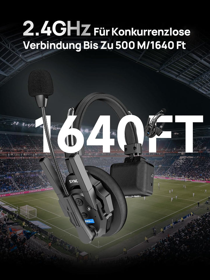 SYNCO XTALK XPRO5 Wireless Intercom Headset, 2,4GHz Vollduplex 24H Akkulaufzeit 500M Reichweite Echt