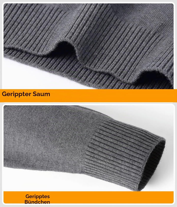 Herren Strick Pullover V Ausschnitt Strickpullover Feinstrick Mock Hemdkragen Strickwaren Lange Ärme