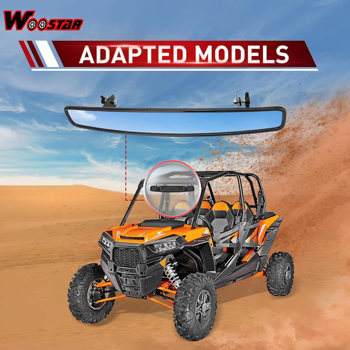 WOOSTAR 14.6" Breiter Mittlerer Rückspiegel mit 1.7" Klemmen Ersatz für ATV UTV Wikinger POLARIS RZR