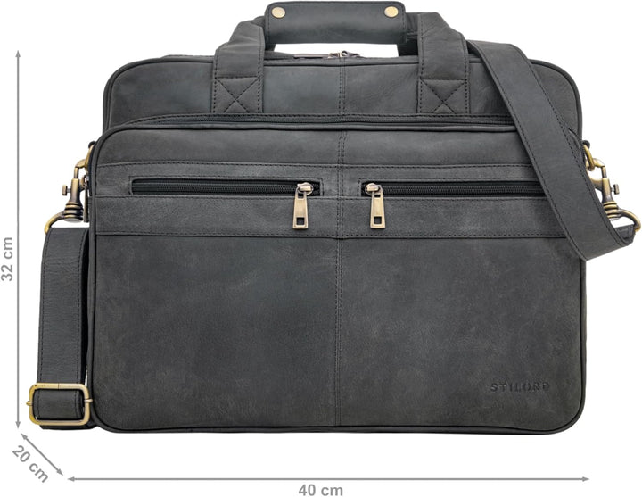 STILORD 'Alexander' Lehrertasche Herren Leder Vintage Aktentasche Laptoptasche Bürotasche Businessta