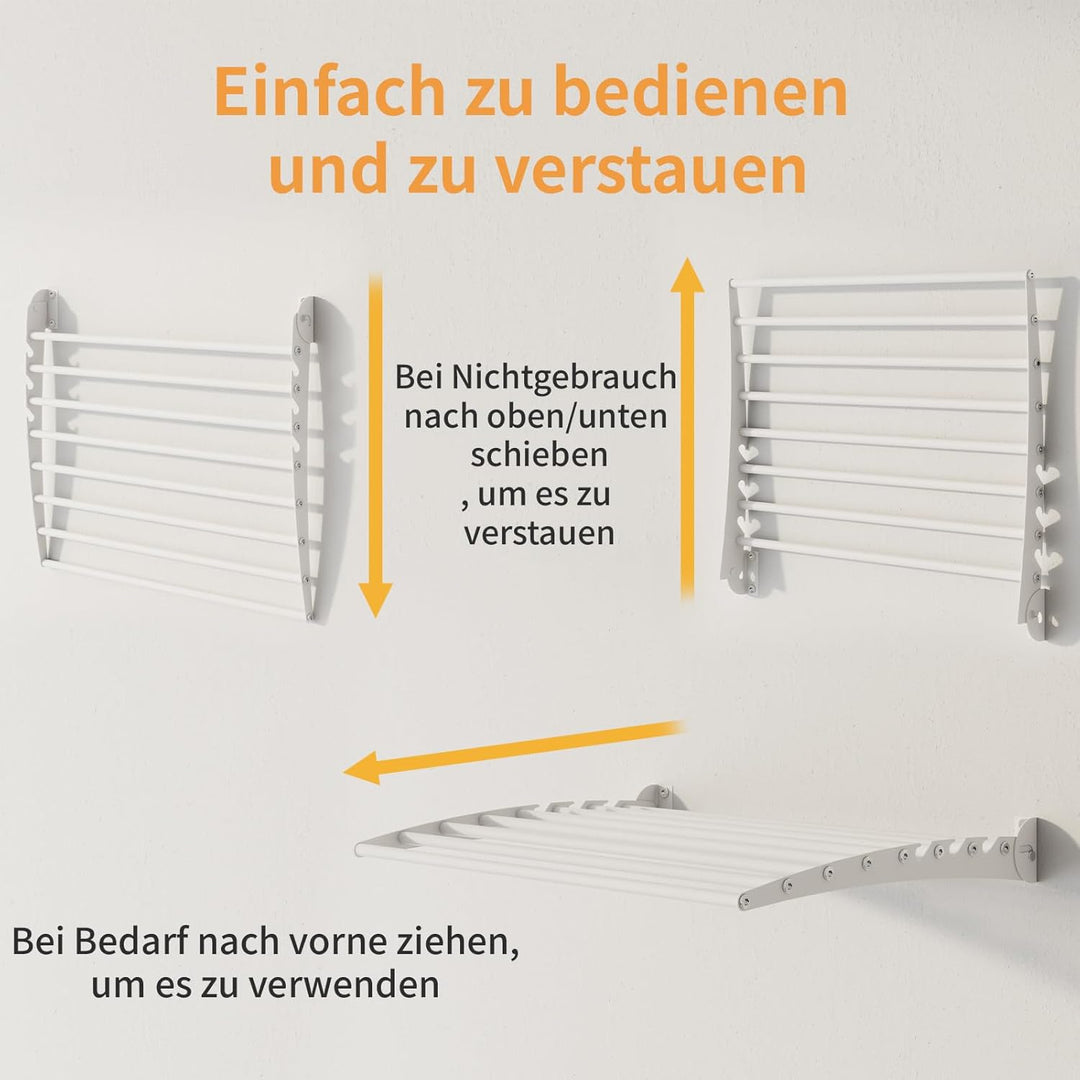 Innotic Wäscheständer Wandmontage Klappbar, Rostfrei, Wasserdicht Platzsparend Wäscheständer Wand fü