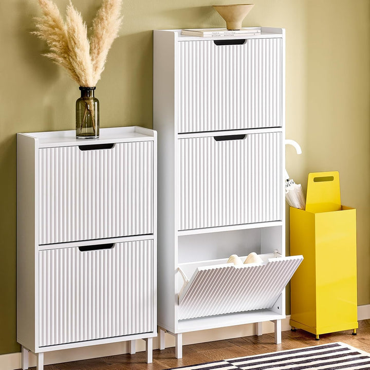 SoBuy Schuhschrank Schmal - Schuhkipper Schmal mit 3 Türen - Ideal für Enge Flure, Eingangsbereich o