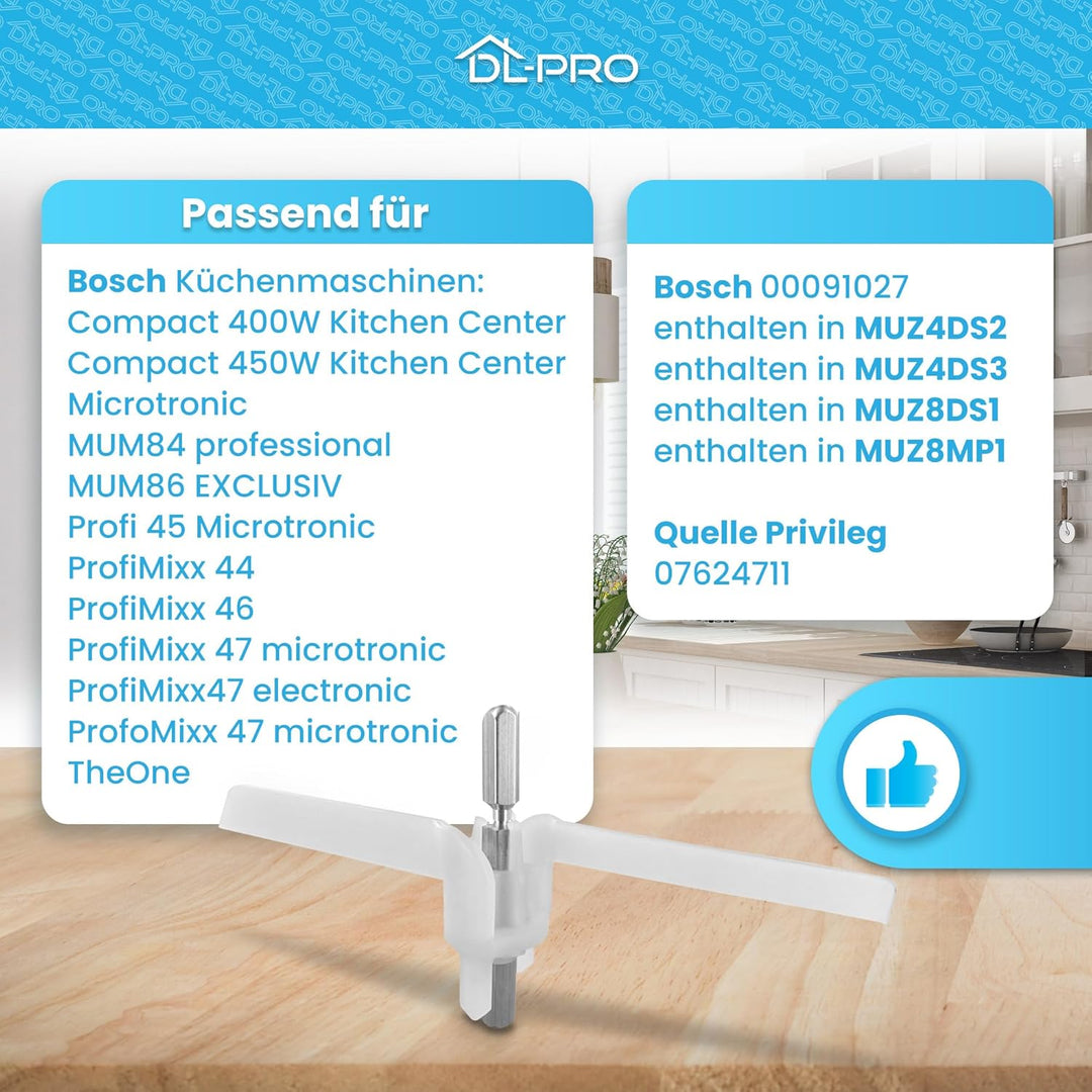 DL-pro 2 x Mitnehmer für Bosch 00091027 091027 für MUM4 MUZ4 Küchenmaschine Flügel Achse Antrieb mit