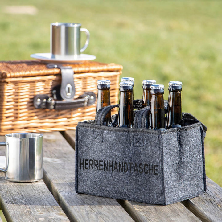 com-four® 4X Flaschentasche, Filztasche mit Henkeln für Getränke | Getränkehalter aus Filz für 6 Fla