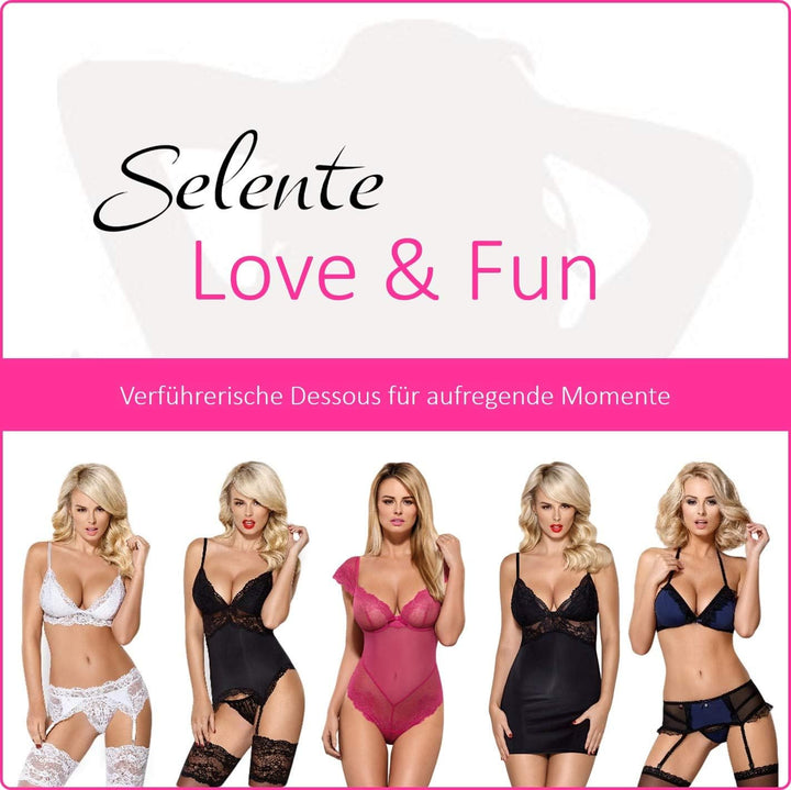 Selente Love & Fun verführerisches Damen Dessous-Set aus Strapsgürtel sowie ggf. Tanga/Strümpfen mad
