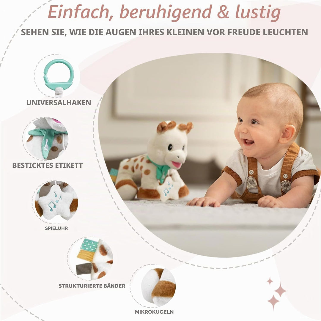 Sophie la Girafe – Musikalisches Stofftier mit Spieluhr 20 cm, 010338, Mehrfarbig