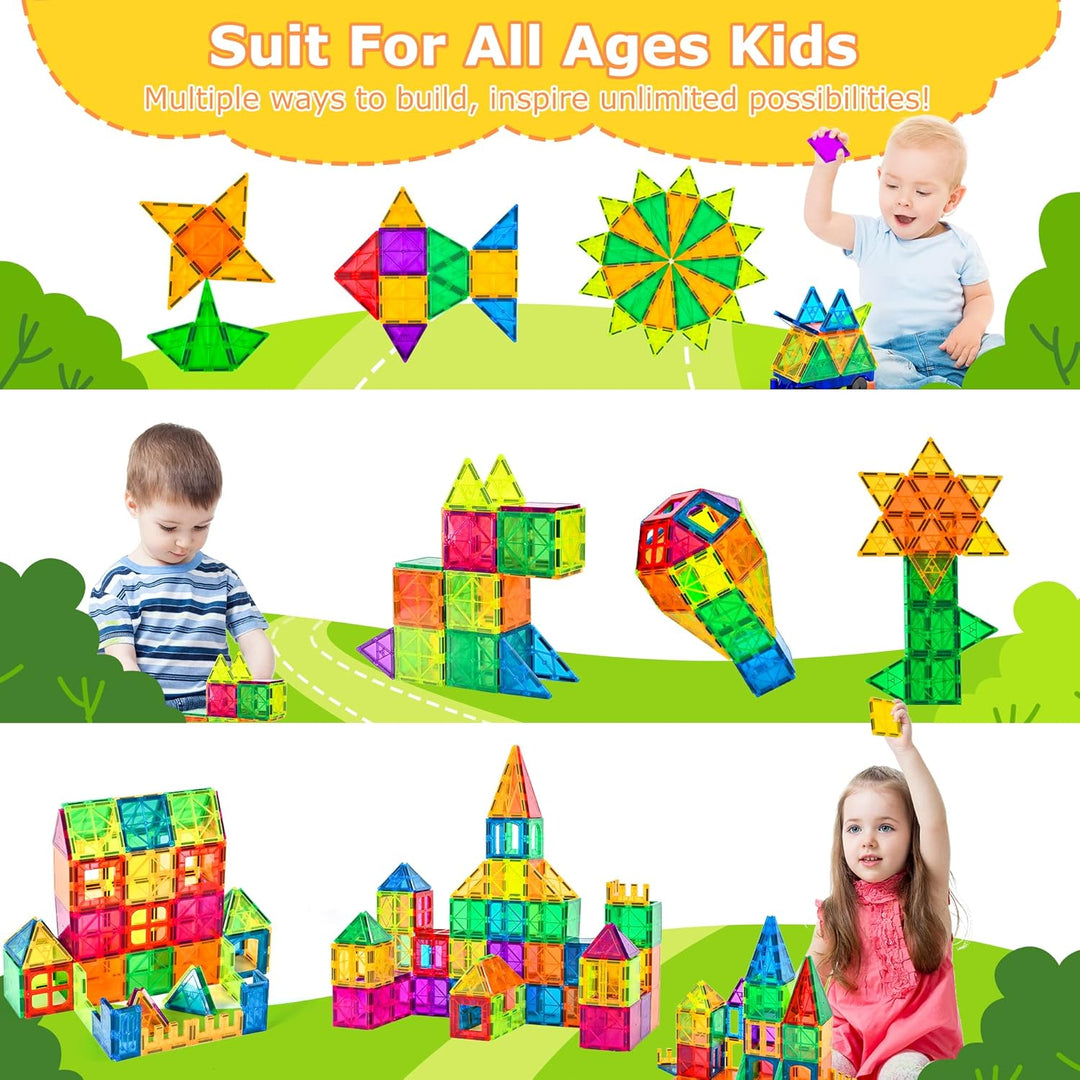 cossy Magnetische Bausteine 120 Teile,Magnetspiel für Kinder,Magnetbausteine für Jungen und Mädchen,