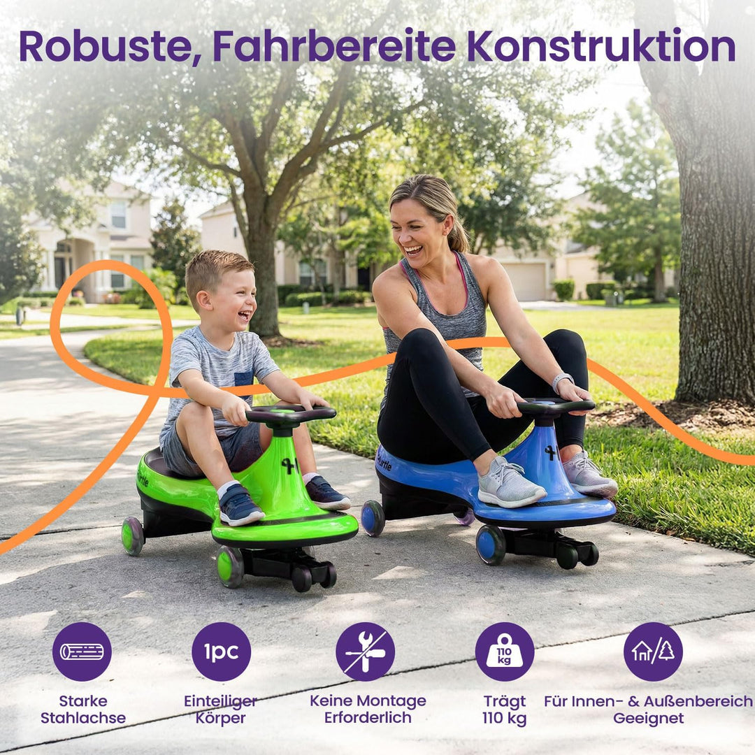 Hurtle Rutschauto Indoor Wiggle Drift Car für Kinder — fördert Motorik &amp; Balance | Grün, Grün
