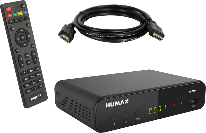 Humax HD Fox Digitaler HD Satellitenreceiver 1080P Digital HDTV Sat-Receiver mit 12V Netzteil Campin