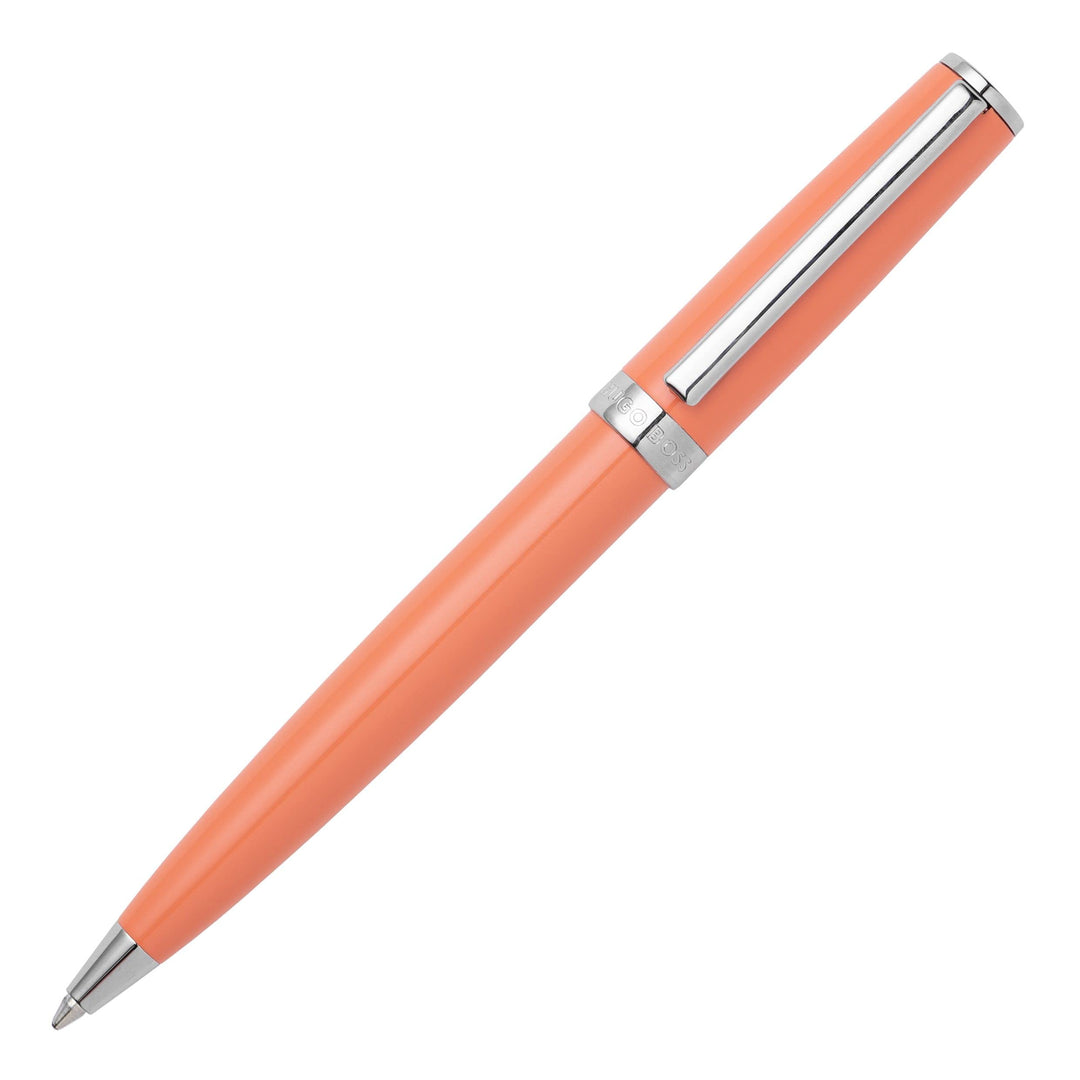 Hugo Boss Gear Icon Kugelschreiber aus Messing mit Chrome Beschichtung in der Farbe Light Orange, Ma
