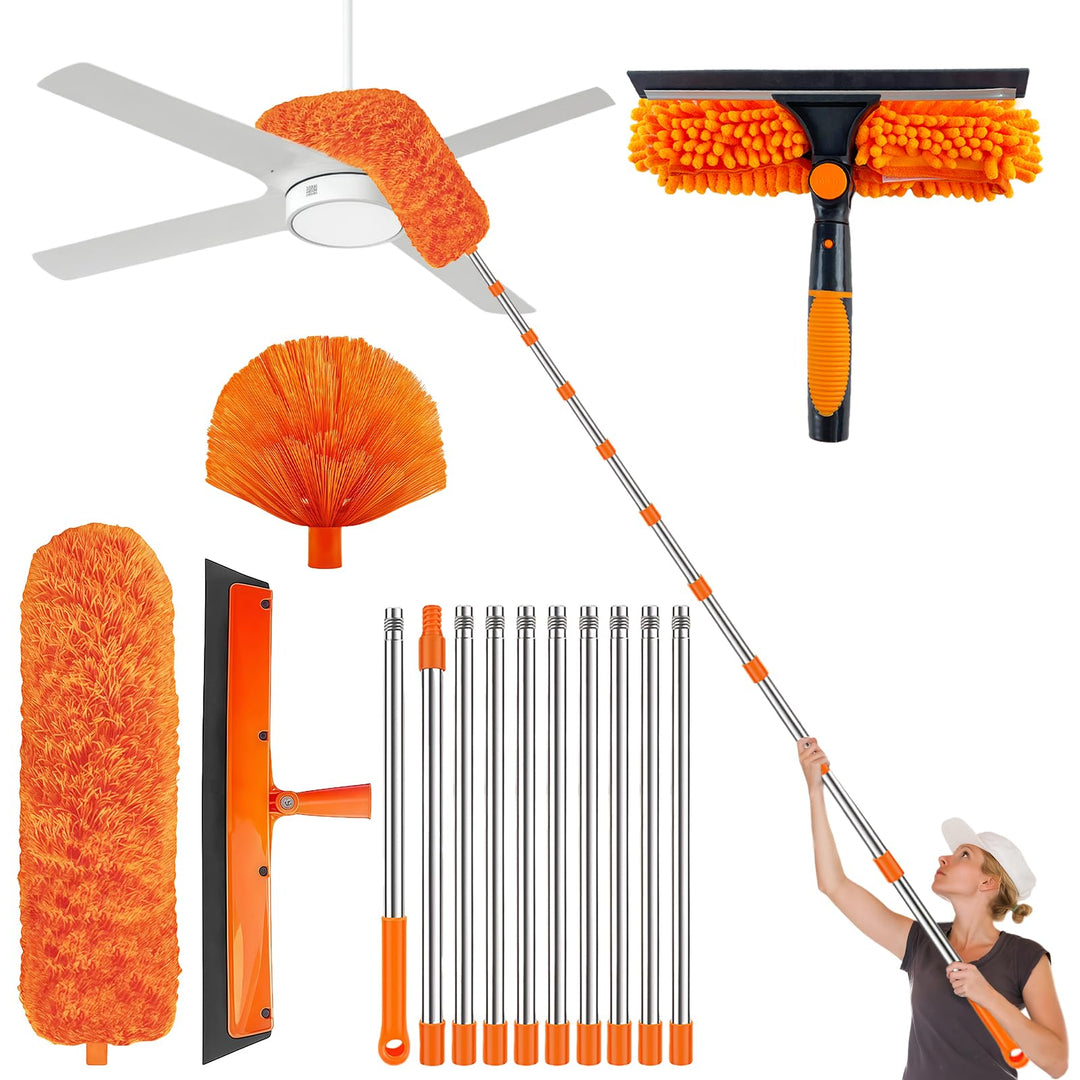 Staubwedel Teleskop Stange 4.3M, Spinnwebenbesen mit Teleskopstiel, Staubwedel Lang Ausziehbar 43 cm