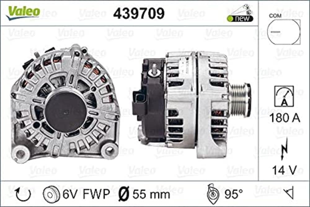 VALEO 439709 Generator Ladestrom des Generators: 180 Amp Rippen: 6 rippen Riemenscheibe Ø: 55 mm Spa